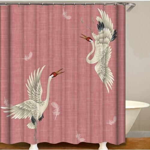 Crane bird shower curtain waterproof flower curtain shower bathroom curtain douchegordijn