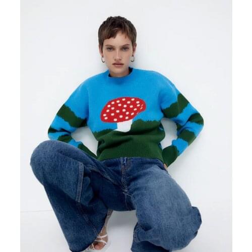 Nlzgmsj Za Women Sweater 2021 Fashion Plaid Striped Print Autumn Winter Sweater Jumper Pullovers Women Knitted Sweater 202108