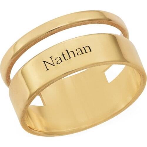 Custom Engraved Name Ring for Women Adjustable Stainless Steel Wedding Ring Jewelry Personalized Family Gift