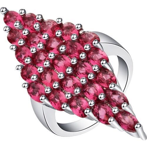 Silver Color Luxury red Crystals Bijoux Fashion exaggeration Cocktail Party Women Rings Cubic Zirconia As Chirstmas Gift