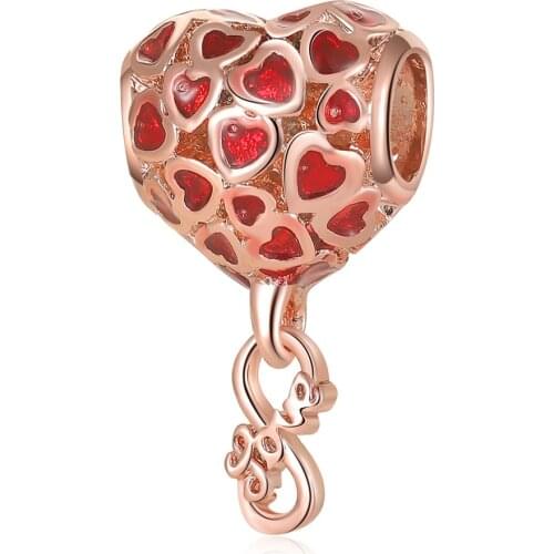 1Pcs New Cute Heart Pendant DIY Beads Suitable for Original Pandora Charm Bracelet Ladies Jewelry Making Gifts