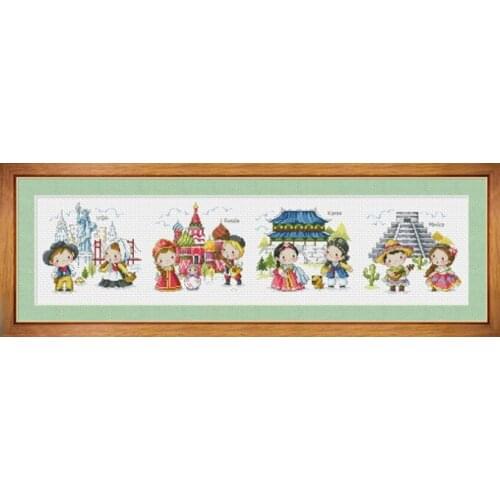 11/14/18/28/25/22/16ct Counted Cross Stitch Kit A Journey Around The World USA Russia America Korea Mexico SO