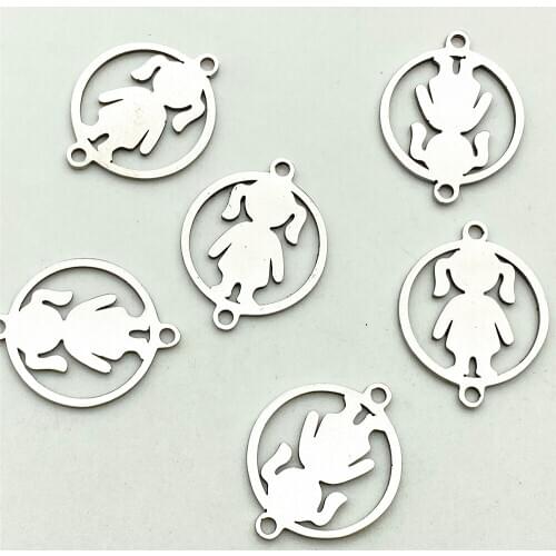 14*18mm Bright Dancing Girl charms Stainless Steel 10pcs Little Girl Charm Connector Fit Bracelet Diy Necklace Jewelry Making