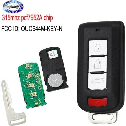 3+1/4 btns Smart keyless go entry Remote Key for Mitsubishi Lancer Outlander Galant 315MHz PCF7952A Chip FCC: OUC644M-KEY-N