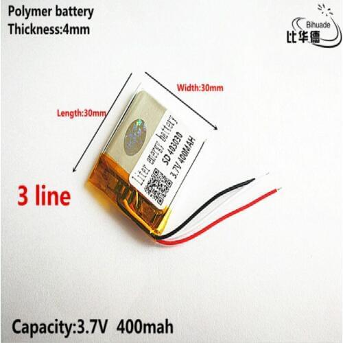 3 line Good Qulity 3.7V,400mAH,403030 Polymer lithium ion / Li-ion battery for TOY,POWER BANK,GPS,mp3,mp4