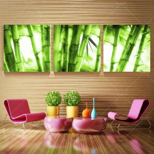 3 Piece Wall Art Canvas Wall Painting Landscape Oil Paintings Green Bamboo Home Decor Art Picture Print On Canvas No Frame PR265
