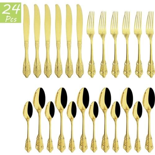 304 Stainless Steel Cutlery Set Knife Fork Coffee Spoon Dinnerware Set Western Dinner Silverware Set Party Kitchen Tableware Set