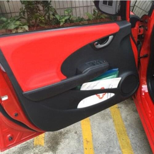 4Pcs Car Accesorries Car Styling PU Leather Door Panel Replacement Cover Case Stickers for Honda Fit 2008- 2013