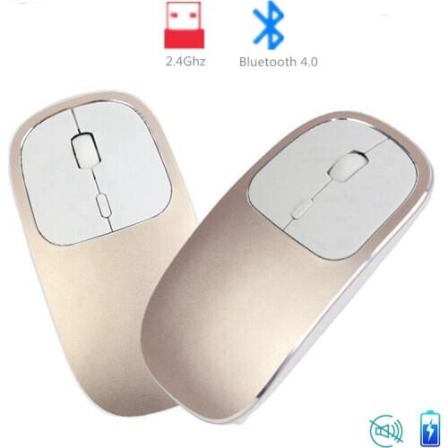 Silent Wireless Bluetooth Computer Mouse Optical Rechargeable Ergonomic Mause BT USB Dual Mode Noiseless 3D Pink Mice For Phone