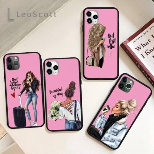 Beautiful girl but first coffee Phone Cases for iPhone 11 12 pro XS MAX 8 7 6 6S Plus X 5S SE 2020 XR Soft silicone funda coque