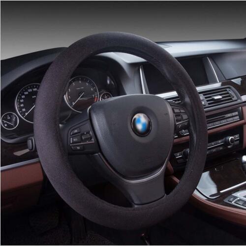 Steering wheel cover Four season linen Summer breathable non-slip car handle flax set Interior decoration for Mercedes Bmw Audi