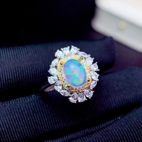 CoLife Jewelry 6mm*8mm Natural Opal Ring for Party 925 Silver Opal Silver Ring Fashion Opal Jewelry Gift for Woman