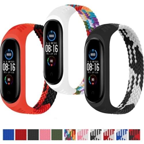 Elastic Nylon Bracelet for Xiaomi Mi Band 5 Strap Sport Woven Nylon Band Pulsera Correa Mi Band 6 Wristband Mi Band 4 3 ремешок