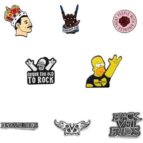 Rock You Enamel Pin Wu-tang OD Queen David Bowie Brooches Bag Clothes Lapel Pin Badge Rock and Roll Band Jewelry Music Lovers