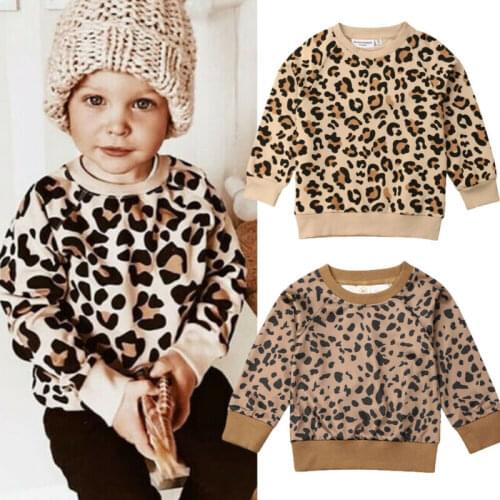 Emmababy Free Shipping 1-7Years Leopard print Toddler Kid Baby Girl Boy Top T-shirt Sweatshirts Clothes