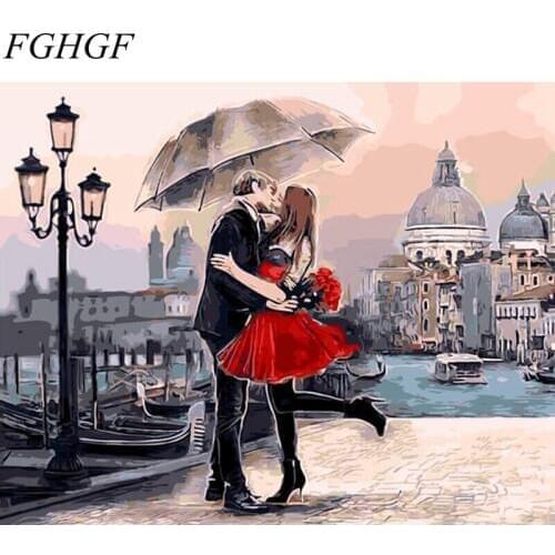 FGHGF frameless Lovers Under Umbra DIY digital painting by numbers abstract kits painting by numbers with inner frame