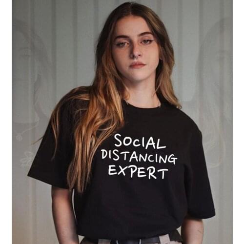 Social Distancing Expert Summer T-shirts Women Clothing Short Sleeve Tshirt Female Casual Harajuku Tops Tees Camisetas Mujer