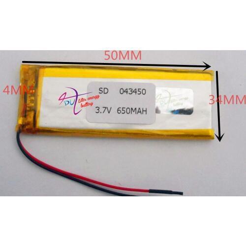 Best battery brand Size 043450 3.7V 650mah tablet battery with Protection Board For MP4 GPS Bluetooth Digital Products