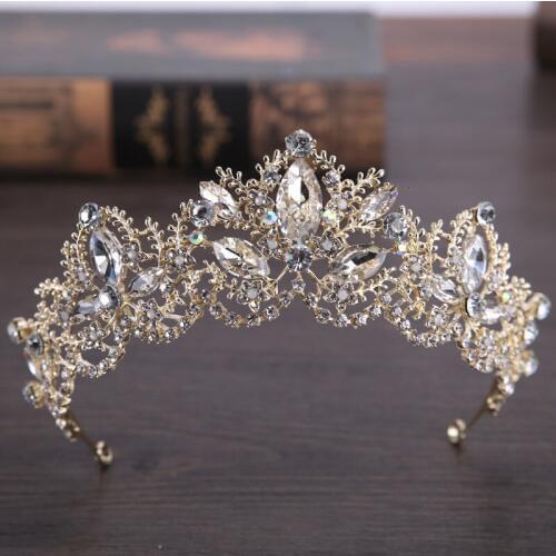 Mingli Tengda Bride Headwear Baroque Exquisite Crown Bride Shallow Jin Huangguan Wedding Accessories Hair Decorate Headbands