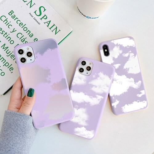 Soft TPU Case For Samsung Galaxy Note 20 10 9 8 S20 FE S21 Ultra S10 S10e S9 S8 S7 Edge Lite Plus Case White Cloud Print Covers