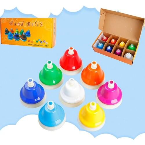 M MBAT 8 Notes Hand Bell Colorful Orff Musical Instrument Set Music Toy Children Baby Early Education Class Bell Handbell Gift
