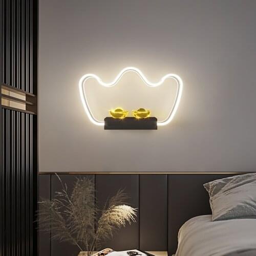 Nordic Living Room Background Wall Lamp Modern Simple LED Wall Light Creative Bedroom Bedside Light study aisle led indoor lamps