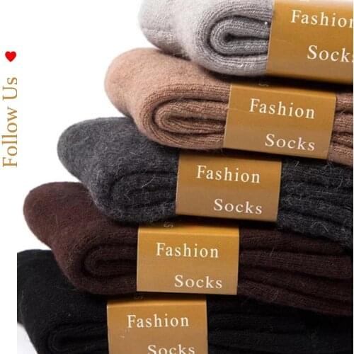 1 pair of socks thickened fall/winter new solid color mens sheep Mao Mao warm socks casual cotton wool mens socks