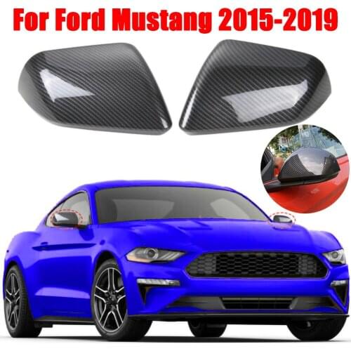 New Professional 2Pcs ABS Carbon Fiber Rear View Mirror Cover Shell Housing Trim For Ford Mustang 2015-2019 Car Accessories