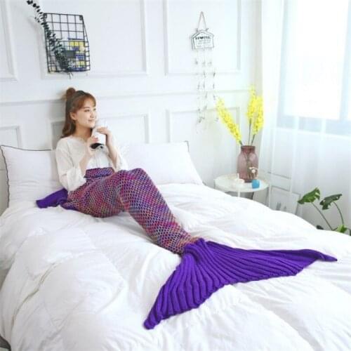 Purple Mermaid Blanket Mermaid Tail on Bed Sofa New Style Trend Adult Children Relax Sleeping Nap Blankets Birthday Gift