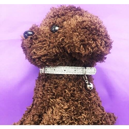 Bonzerpet Cat Collar Adjustable PU Bell Neck Strap Pink Collar for Cats Small Dogs Puppy 1.0cm