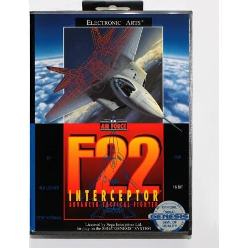 F22 Interceptor with Retail Box 16bit MD Game Card For Sega Mega Drive/ Genesis