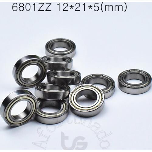 6801ZZ 12*21*5(mm) 10pieces bearing ABEC-5 Metal sealed bearing Thin wall bearing 6801 chrome steel bearing free shipping