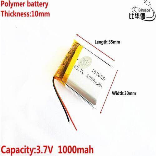 Good Qulity 3.7V,1000mAH 103035 Polymer lithium ion / Li-ion battery for tablet pc BANK,GPS,mp3,mp4