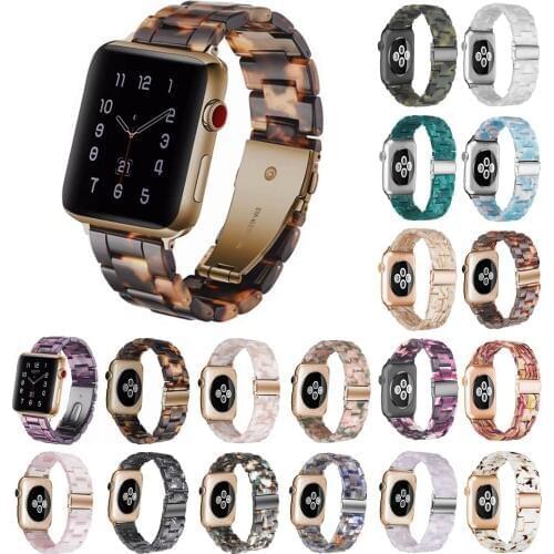 Resin Watch Band for Apple Watch Series 4 3 2 1 Strap Stainless Steel Buckle Bracelet For iWatch Band 38mm 40mm 42mm 44mm Strap