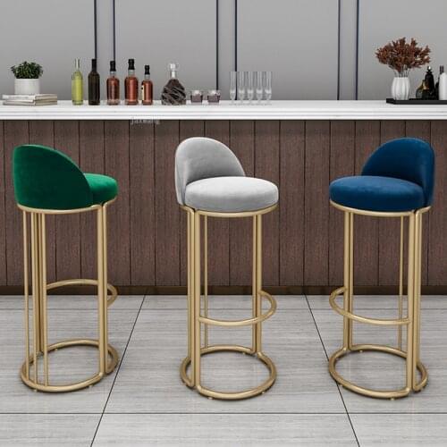 Nordic Fabric Living Room Restaurant Bar Chairs for Coffee Clothing Store Backrest High Bar Stool Balcony Hotel Lounge Bar Chair