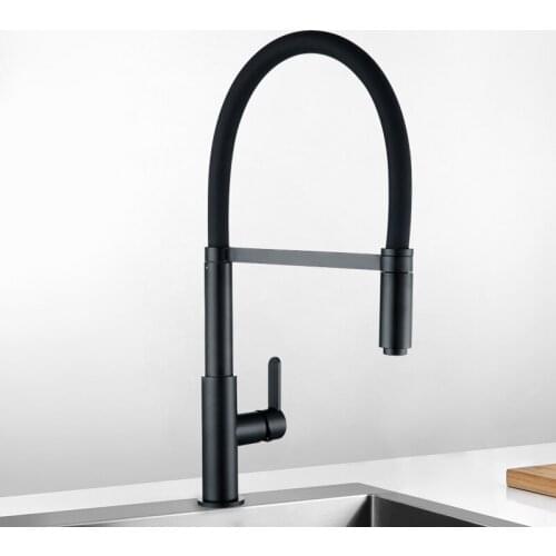Vidric High Arch Single Hole Single Handle Pull Down Sprayer Docking Kitchen Faucet Alba Matt Black Mixer Sink Tap with Spray He