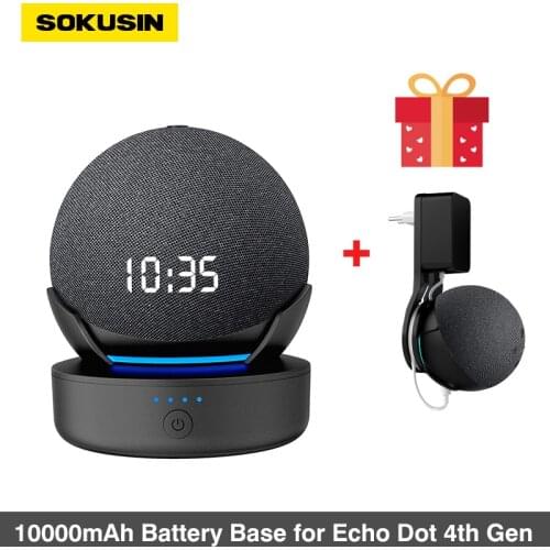 5000/10000mAh Battery Base Stand for Amazon Echo Dot 4 4th Generation Alexa Speaker Wireless Charging Portable Power Bank Holder