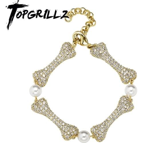 TOPGRILLZ Girls Bracelet New Bone Pearl Chain With 2 inch Tail Chain Fashion Charm Jewelry Accessories For Gift Birthday