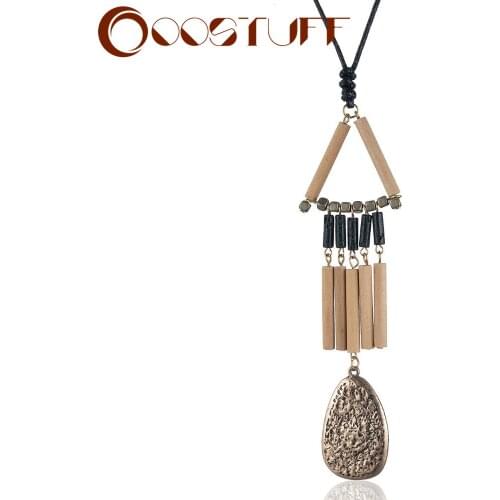 Vintage Jewelry for Women Long Necklace Chokers Bohemian Original Design Wood Beads Pendant Statement necklaces & pendants 2021