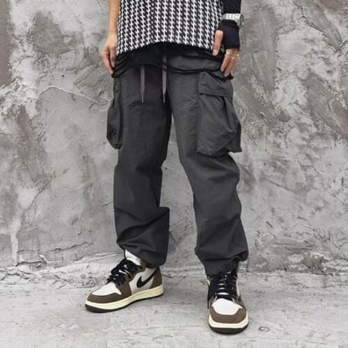 Japanese Straight Three-dimensional Large Pocket Overalls For Men And Women Hiphop Streetwear Joggers Cargo Pants Men