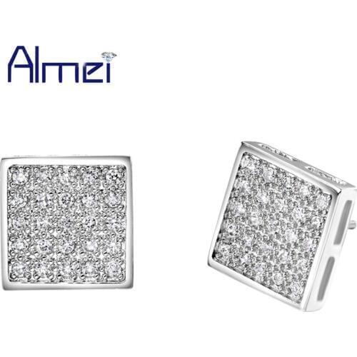 2016 New Fashion Vintage Women Cute Charming Earring High Quality Cheap Cubic Zircon Crystal Stud Lady Silver Earrings R296