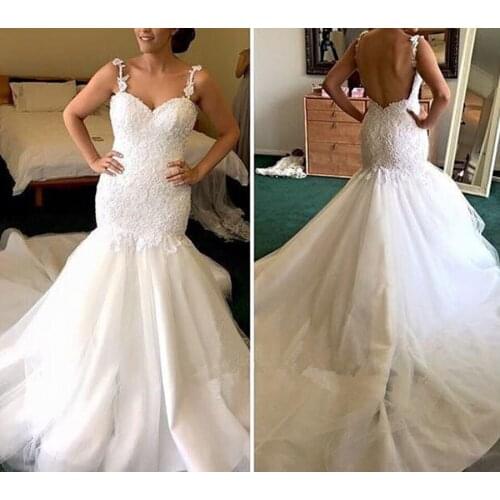 Off Shoulder Mermaid Lace Appliques Wedding Dresses Custom Beading Tiered Bridal Gowns Formal Ladies Wear Plus Size Vestidos