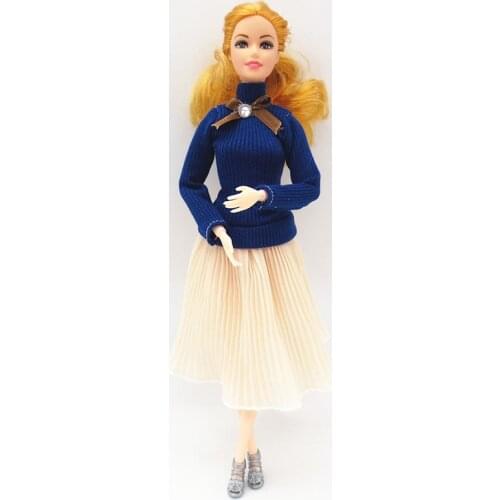 1 Set 1/6 Doll Clothes Handmade Outfit Daily Casual Dress Wear Suit Sweater Skirt Doll Accessories For 30cm Doll Barbie Clothes