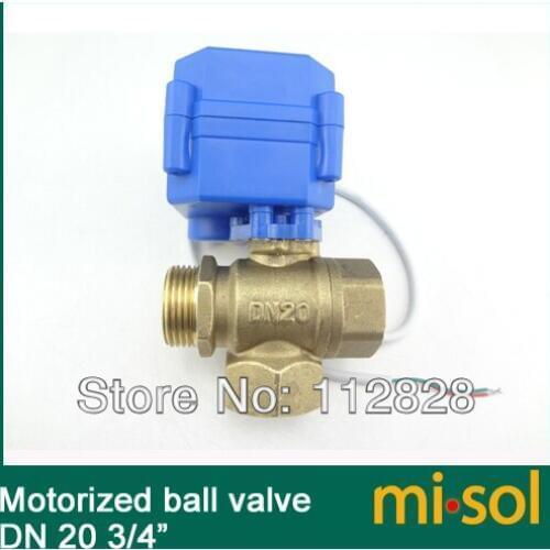 10pcs/lot 3 way motorized ball valve DN20 (reduce port), L port, electric ball valve, motorized valve