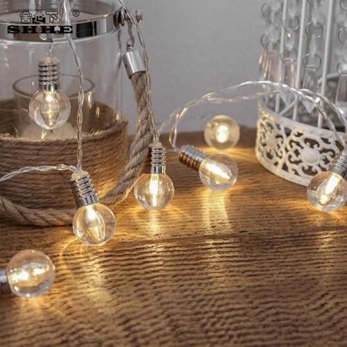 2M/20LED Fairy Lights Glass Bulb Led String Holiday Light decoration Party Christmas Battery Operated Garland Light