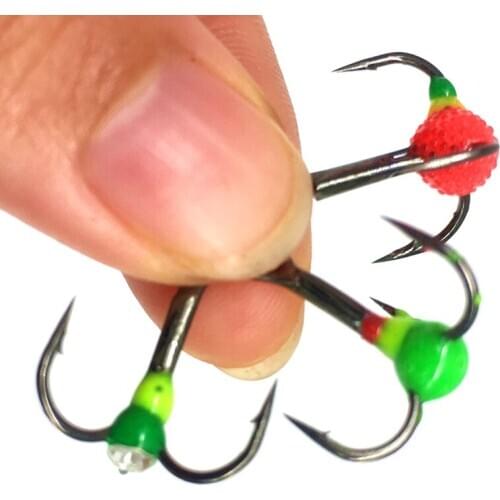 6Pcs*8# 10# 12#Winter Ice Fishing Hooks Sea Fishing Three-jaw Hook High Carbon Steel Treble hook Fishing Accessories