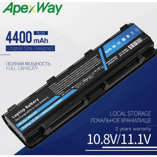 ApexWay 4400mAh PA5109 PA5108U-1BRS laptop battery for Toshiba PA5109U-1BRS C40 C45 C50 C50D C50T C55DT C70 C70S C75 C75D C75DT