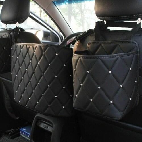 Car Back Storage Bag Pocket Handbag Holder Organizer Seat Side Storage Mesh Leather Bag For Packaging Car Organizer Storage Bag