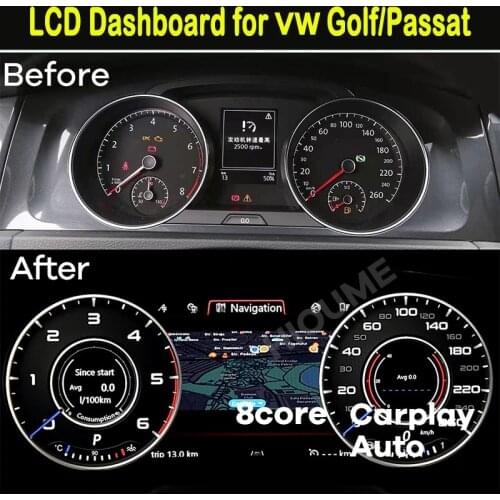 Car Instrument Cluster Speedometer Gauges Dashboard Panel LCD Monitor Miles For Volkswagen VW Golf 7 R Golf7 MK7 GTi 2012~2020