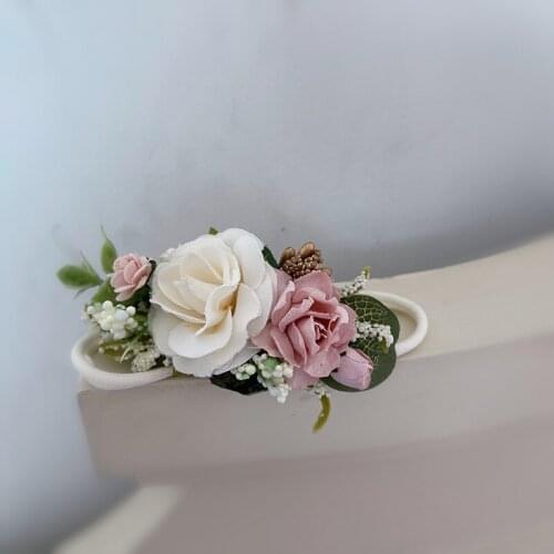 Free Shipping Blush Pink White Flower Girl Headband